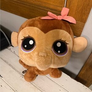 Hasbro 2007 Littlest Pet Shop LPS Plush Large Brown Monkey 14" Stuffed Animal